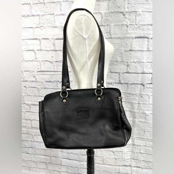 Valentina Italian Black‎ Leather Large Shoulder Bag Pre-Owned & Beautiful - Picture 1 of 16